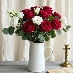100Pcs Red Roses Artificial Flowers with Stems，Fake Roses Bouquet Fake Fl