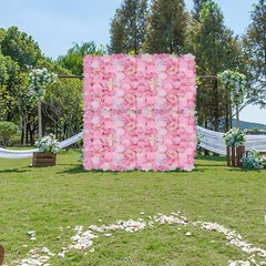 6 Pcs Wedding Flower Wall Panel Floral Backdrop Silk Rose Wall 40*60cm Dark Pink