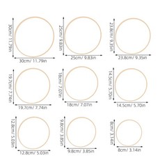 9Pcs Bamboo Craft Hoops Set Khaki Floral Macrame Rings for Wedding Decor