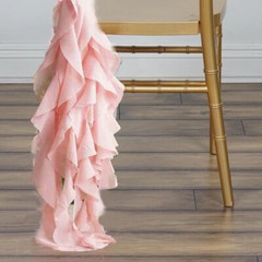 Blush Premium Curly Chiffon CHAIRS Covers Cap SASHES Bows Ties Wedding Sale