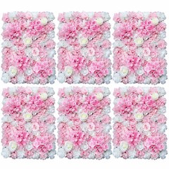 6 Pcs Artificial Silk Flower Wall Panel Rose Floral Wedding Party Backdrop Decor