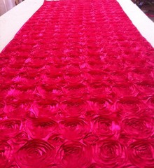 100 ft Rosette Satin Aisle Runner 54″ Wide 3D Fabric Spiral Ribbon Rose Made USA