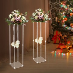 2Pcs Wedding Centerpieces Stand Wedding Flower Stand w/ Hanging Candle Holders