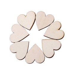 Heart Shape Wood Embellishment For Weddings Plaques Ornament(30mm 50pcs)♡