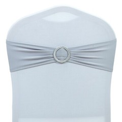 100 Spandex Stretch Chair Cover Sash Bows Wedding Party (Light Silver)~FREE SHIP