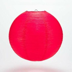 12″ Red Fine Line Premium Even Ribbing Paper Lantern, Extra Sturdy
