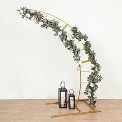 7 ft Gold Half Crescent Moon Floral Display Frame Arch Backdrop Stand Events