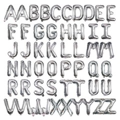 [52 PCS] 16″ Foil Silver Letter Balloons 2 Sets of A-Z, Mylar Aluminum Hangin…