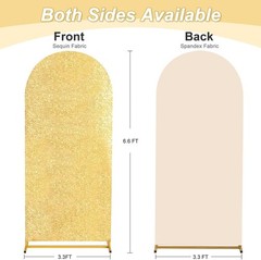 Arch Backdrop Cover 6.6FT Gold Sequin Covers Wedding Spandex Fitted Arch Covers