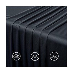 50ftx12ft Black Wrinkle-Free Wedding Backdrop Curtain -Silky Washable Black P…
