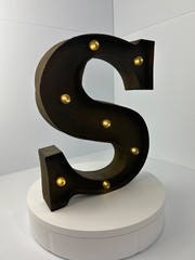 12″ Tall Rustic LED Lighted Metal Marquee Letter L Decorations Backdrop