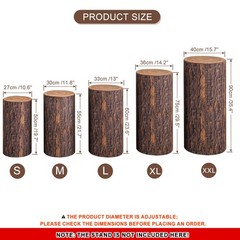 5 Set Cylinder Spandex Stand Covers Wooden Texture Elastic Fabric