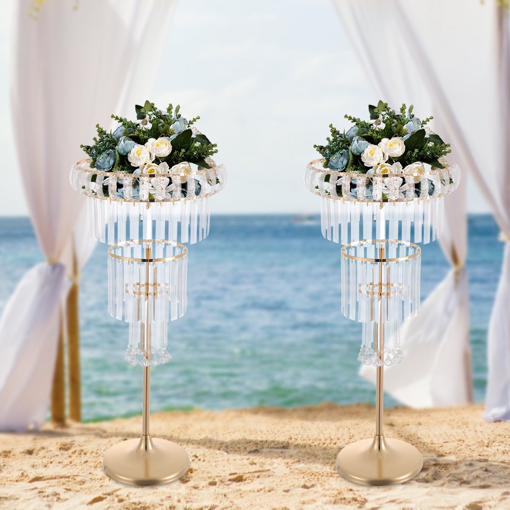 2PCS Wedding Flower Stand, 4 Tiers Flower Stand, Gold Wedding Centerpieces Stand