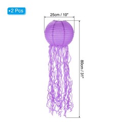 2Pcs 31x10in Jellyfish Paper Lantern, Purple