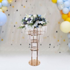 Gold Crystal Flower Stand Round Pedestal Stand Flower Stand for Wedding Decor