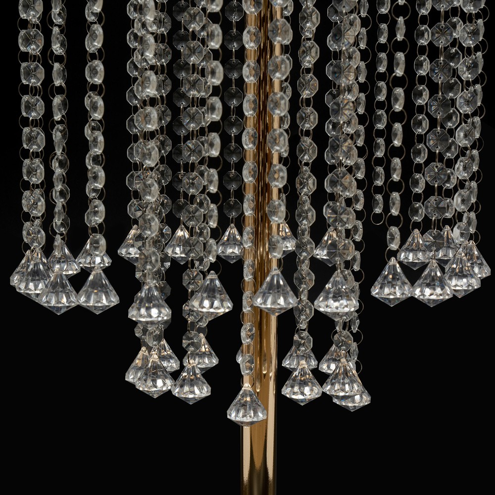 Elegant Flower Stand with Sparkling Beaded Curtain for Event Decor
