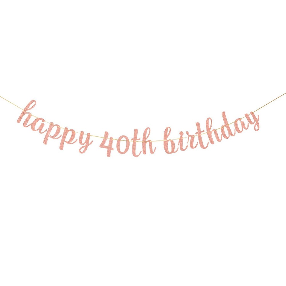 Glitter Happy 40th Birthday Banner – Forty Sign Banner – Cheers to 40 Years B…