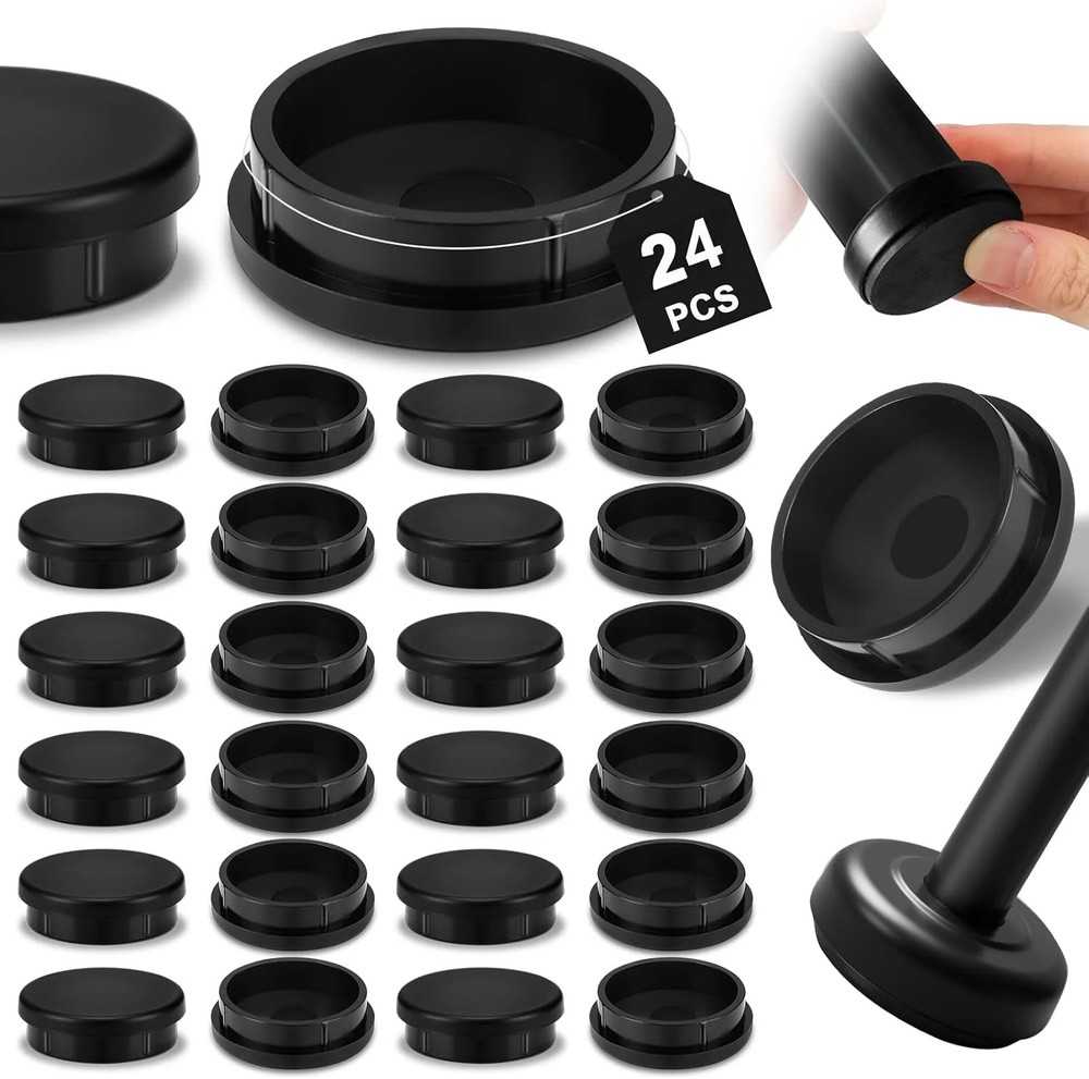 24 Pack 1-1/4″ Wrought Iron Chair Leg Caps Heavy Duty Nylon Furniture Pads Round