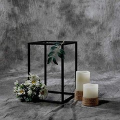 2 pcs 12-Inch Tall Black Matte Metal Geometric Rectangular Stands 12″,
