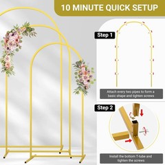 3 X Metal Arch Backdrop Background Stand 7.2/6.6/6 FT for Wedding Birthday Party