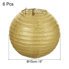 6pcs 6 Inch Folding Hanging Paper Lanterns Small Lampshade Gold
