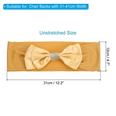 10Pcs 12″x8″ Chair Sash Bow Spandex Stretch Chair Cover Band Sashes Gold Tone
