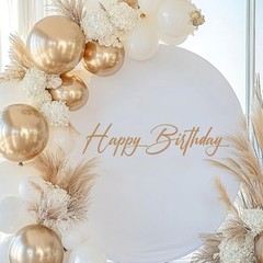 Happy Birthday Party Backdrop Wall Stickers, Champagne Script Lettering with …