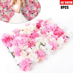 8pcs Rose Flower Wall Panels , Artificial Silk Wedding Supply Decor Party Floral