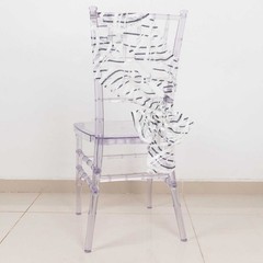5 WHITE BLACK Wave Mesh Embroidered Sequins CHAIR SASHES Party Events