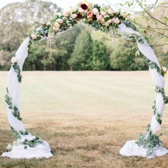 Round Metal Wedding Arch Frame White Garden Arbors Party Flowers Backdrop Stand