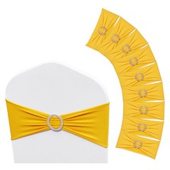 VEVOR 100PCS Gold Stretch Spandex Chair Sashes Elastic Band Wedding Party Dining