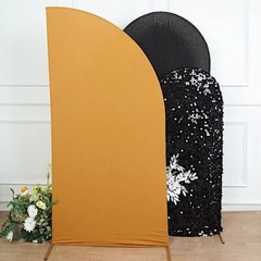 7 ft x 3 ft GOLD Matte Fitted Spandex Half Moon Arch Stand Cover Wedding