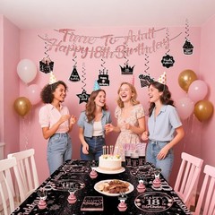 Yingoto 181PCS 18th Birthday Decorations for Girls Tableware Set, Rose Gold 1…