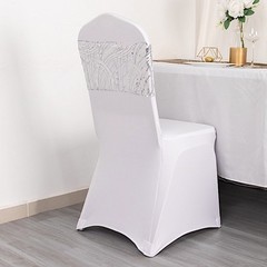 5 SILVER Mesh Embroidered Sequins CHAIR SASHES Party Events Decorations Supplies