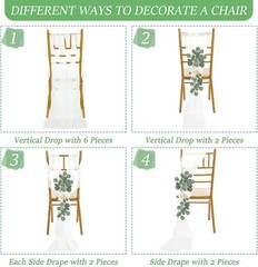 24 Set Wedding Aisle Chair Decorations for Wedding Ceremony Pew Decor Chiffon