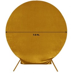 GOLD 7.5 ft Velvet Round Backdrop STAND COVER Wedding Party Decorations