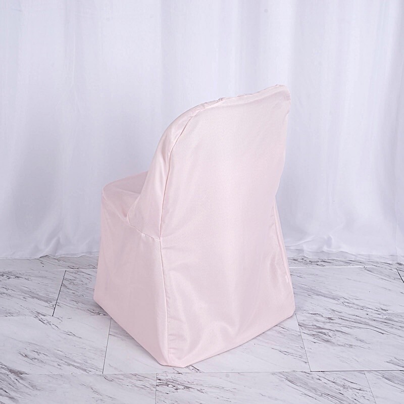 50 Blush Polyester FOLDING Flat CHAIR COVERS Wedding Party Banquet Decorations
