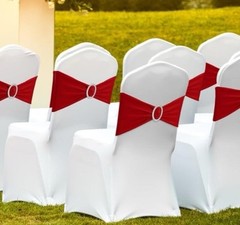 Chair Sashes Bows, 30 Piece Elastic Chair Cover Bands Milk Silk,14.2×5.9in Clip
