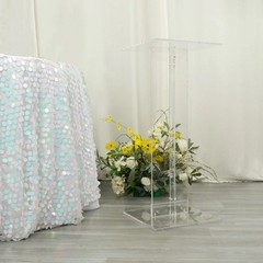 32″ CLEAR Acrylic Flower Display STAND Square Top and Base Party Decorations
