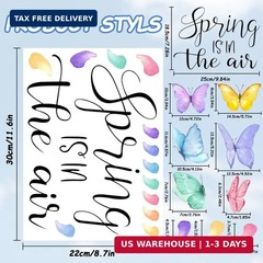 6 Sheets Spring Window Clings, Watercolor Butterfly Spring Decals, Remova