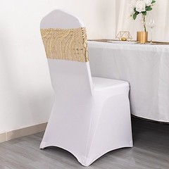 5 CHAMPAGNE Mesh Embroidered Sequins CHAIR SASHES Party Events Decorations