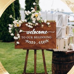 2 Pieces Wedding Mirror Decal 20 x 11 Vinyl Welcome to Our Wedding Sign Custo…