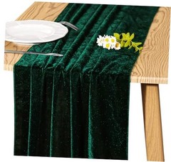 Velvet Table Runner 20 x20 Inches0ft Luxurious Thick Soft 1 Emerald Green