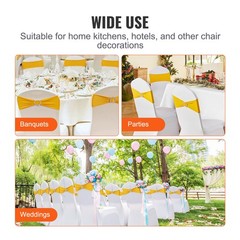 Uimoso 50PCS Gold Stretch Spandex Chair Sashes Elastic Band Wedding Party Dining