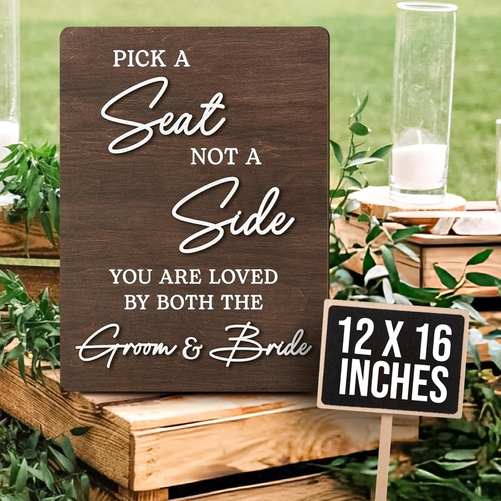 Pick A Seat Not A Side Wedding Sign Rustic Wedding Signs For Ceremony Wedding