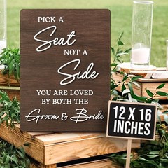 Pick A Seat Not A Side Wedding Sign Rustic Wedding Signs For Ceremony Wedding