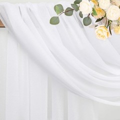 White Sheer Wedding Arch Draping Fabric Backdrop Party Ceremony Decoration New