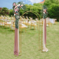 7.9ft Gold Wedding Arch Backdrop Stand, Square Arch Double Metal Balloon Arch