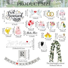 17 Pcs Just Married Car Decorations Set with 14 Wedding Car Magnets