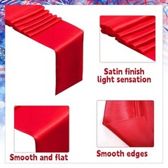 12 Pcs Patriotic Color Satin Silk Table Runners, American Red Red white blue
